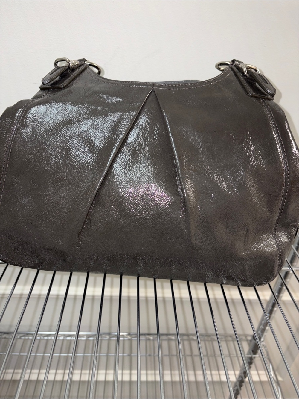COACH MAGGIE IN GRAPHITE GRAY PATENT LEATHER  #15734 - Picture 6 of 11